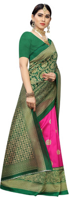 Saadhvi Printed Kanjivaram Cotton Silk Saree(Pink)