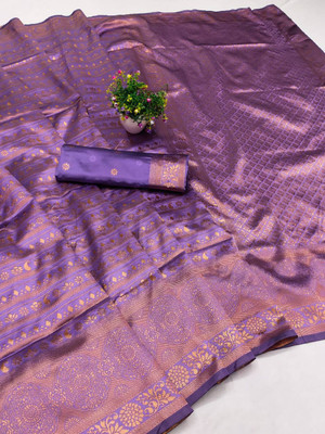 GATISHVAM TETXTILE Woven, Self Design Banarasi Art Silk Saree(Purple)