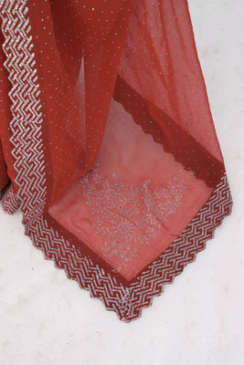 HouseOfCommon Embellished Bollywood Organza Saree(Red)