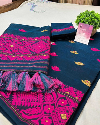 vrajnetic Woven Mekhela Chador Pure Cotton Saree(Multicolor)