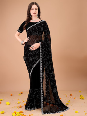 Divastri Self Design Bollywood Georgette Saree(Black)