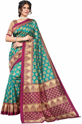 Saadhvi Printed Bollywood Art Silk Saree(Dark Blue)