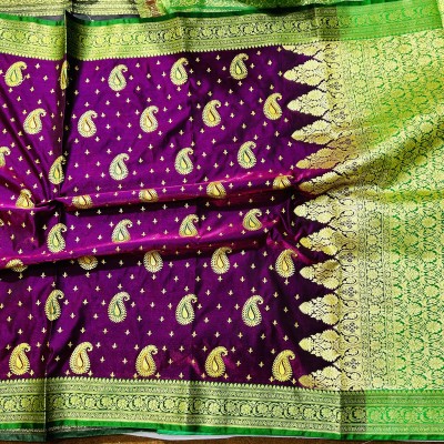 SHOPEEZY TEX FAB Woven Banarasi Silk Blend, Art Silk Saree(Purple)