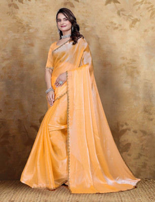 HouseOfCommon Woven Kanjivaram Chiffon, Jimmy choo Saree(Orange)