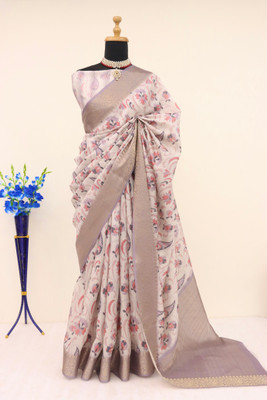 VED CREATION Printed Handloom Jacquard Saree(Multicolor)
