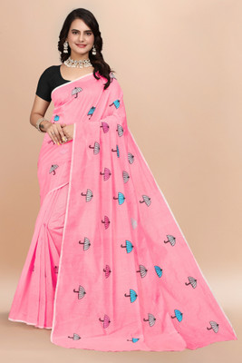 Aika Embroidered Chanderi Chanderi Saree(Pink)