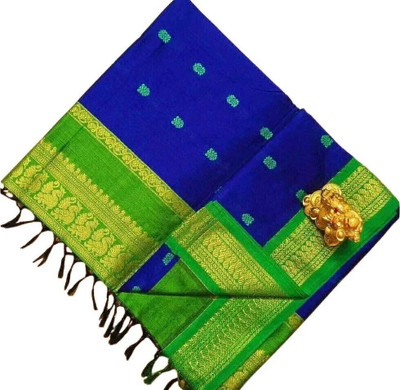 gadwal Embroidered Banarasi Cotton Blend Saree(Multicolor)