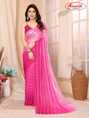kashvi sarees Striped, Ombre, Printed Bollywood Satin Saree(Pink)
