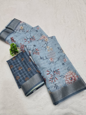 Arpita Fashion Digital Print Bollywood Cotton Linen Saree(Multicolor)