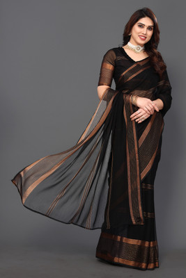 BHAGYAVATI DESIGNER Embellished Bollywood Chiffon Saree(Black)