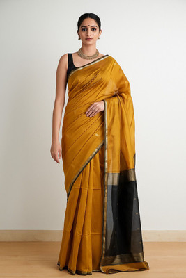 WOMENELEGENCE Printed Banarasi Cotton Silk Saree(Yellow)