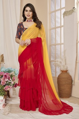 Vedant Vastram Self Design Bollywood Georgette Saree(Red)