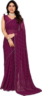 Panchvati NX Embroidered Bollywood Georgette Saree(Purple)