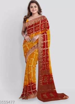 PRIYASAREEJPR Woven Bandhani Georgette Saree(Multicolor)