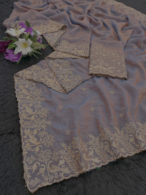 K 5 FASHION Embellished Bollywood Tissue Saree(Purple)