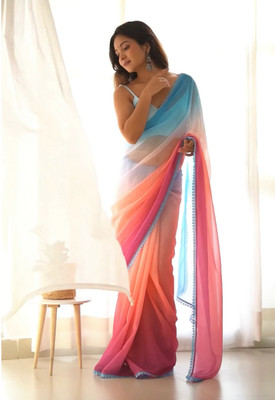 FLORINEST FASHION Dyed Bollywood Georgette Saree(Multicolor)