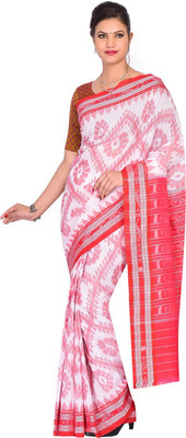 handloom paridhaan Printed Bollywood Pure Cotton Saree(White)