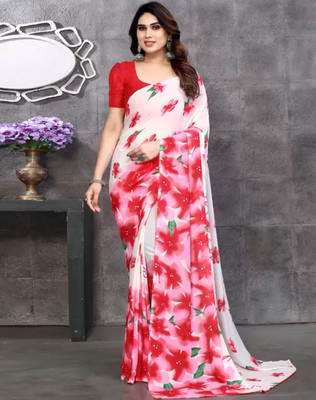 Sitanjali Printed Bollywood Georgette Saree(Pink)