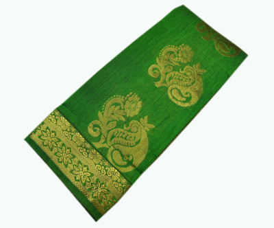 Uniqon Creations Woven Kota Doria Cotton Silk Saree(Green)