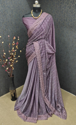 Snehdeep Self Design Bollywood Lycra Blend Saree(Purple)