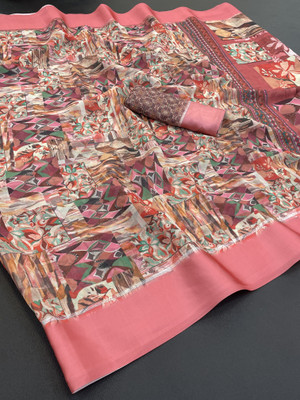 TTH Digital Print Bollywood Chiffon Saree(Orange)