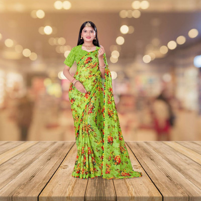 Laxmi Vinayak Textile Embroidered Bollywood Georgette Saree(Light Green)