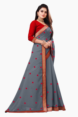 Jevlan Embroidered Bollywood Georgette Saree(Grey)