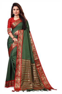 SHREE NATH CREATION Self Design, Solid/Plain Banarasi Cotton Silk, Silk Blend Saree(Multicolor)