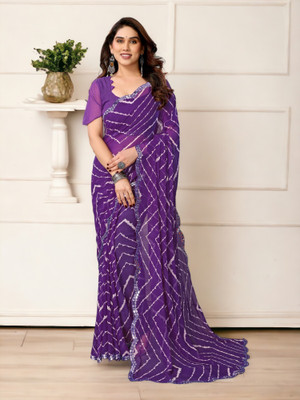 Moda Rapido Printed Bollywood Georgette Saree(Purple, White)