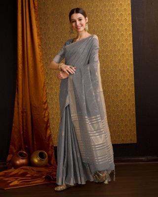 Divastri Woven Bollywood Linen Saree(Grey)