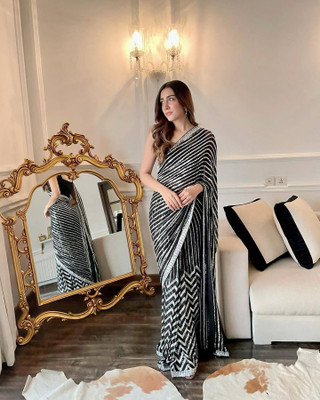 Arena fab Self Design Bollywood Georgette Saree(Black)