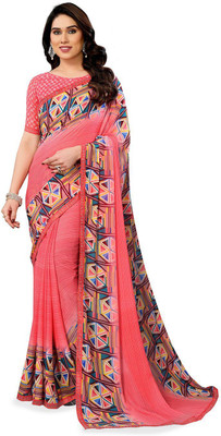 Moda Rapido Embellished, Printed, Self Design Bollywood Georgette Saree(Pink)