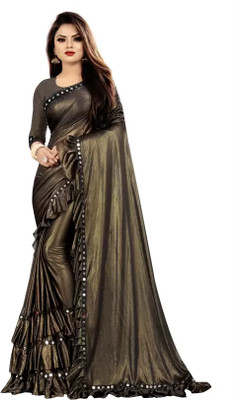 FINEFABRICS Embellished Bollywood Lycra Blend Saree(Brown)