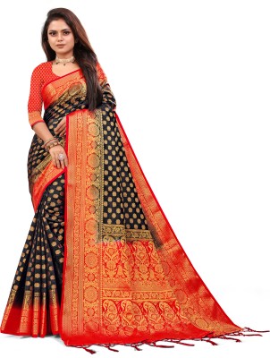 ANISSA SAREE Woven Banarasi Art Silk Saree(Black)