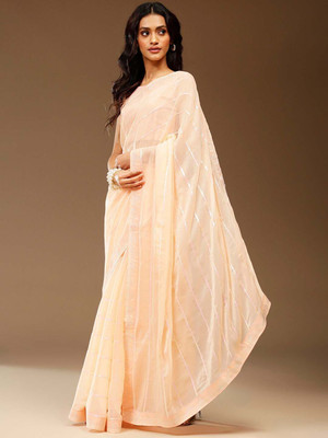 Sangria Woven Daily Wear Chiffon Saree(Pink)