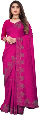 HARIOM CREATION Self Design Daily Wear Georgette Saree(Magenta)