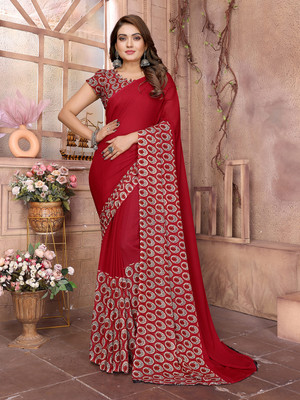 Anand Sarees Printed Daily Wear Georgette Saree(Red)