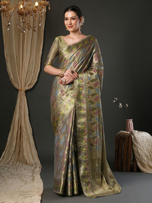 Sareemall Self Design Banarasi Organza Saree(Grey)