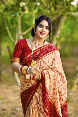 Tareni Printed Sambalpuri Pure Cotton Saree(Grey)