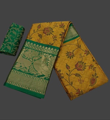 Miss mellow Woven Kalamkari Jacquard Saree(Mustard)