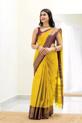 WEYLIN Woven Narayanpet Jacquard, Cotton Silk Saree(Multicolor)