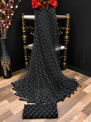 LADYSUTRA Self Design Bollywood Net Saree(Black)