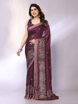 FABMORA Printed, Embellished Bollywood Chiffon, Georgette Saree(Pink)