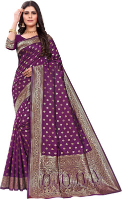 MOTISARIYA FASHION Self Design Banarasi Jacquard Saree(Purple)