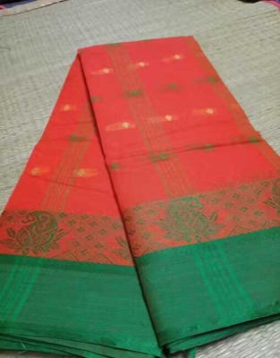 Sandhyatara Woven Tant Pure Cotton Saree(Orange)