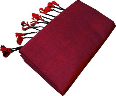 Shriram Solid/Plain Handloom Pure Cotton Saree(Red)