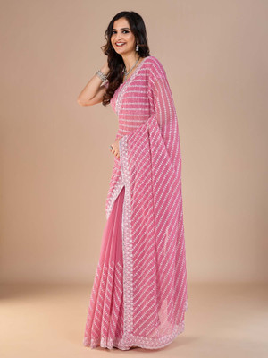 ANOUK Embroidered Bollywood Silk Blend Saree(Pink)