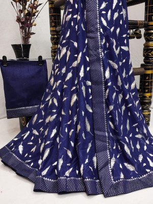 HARVI FEB Embellished, Digital Print Bollywood Lycra Blend Saree(Blue)