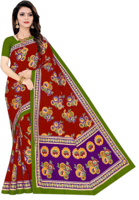 SARITA SAREES Printed Daily Wear Pure Cotton Saree(Red)