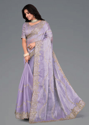 Brahmani Creation Woven Kanjivaram Silk Blend Saree(Purple)